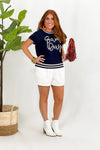 Navy and Silver Game Day Top