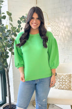 Apple Green Soft Banded Detail Top