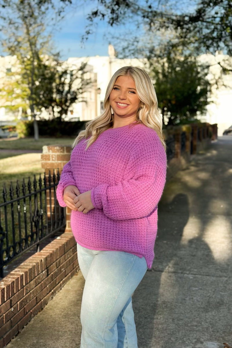 Lavender Crochet Knit Sweater