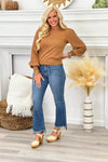 Taupe Pleat Detail Puff Sleeve Top