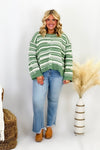 Green Cable Knit Loose Fit Sweater