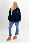 Black Button Up Front Pocket Shacket
