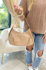 Taupe Crossbody Scrunched Cresent Bag