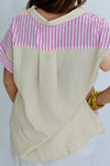 Pink Mix Color Block Striped Top