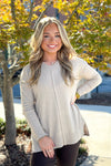 Oatmeal V-Neck Loose Fit Sweater