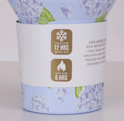 Hydrangea print tumbler with a shifting illusion effect