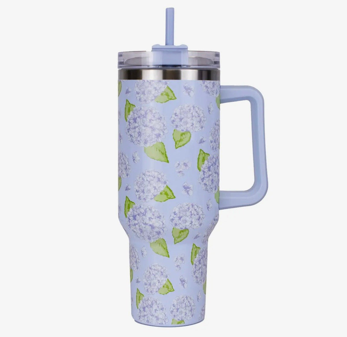 Tumbler with a multicolor hydrangea illusion print