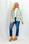 Sage Button Up Plaid Shacket