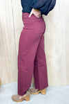 Maroon Straight Wide Leg Pants