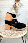 Antelope Iris Black Suede Heeled Mule