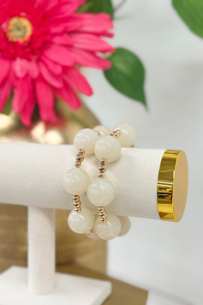 Two-row marble ball bead bracelet