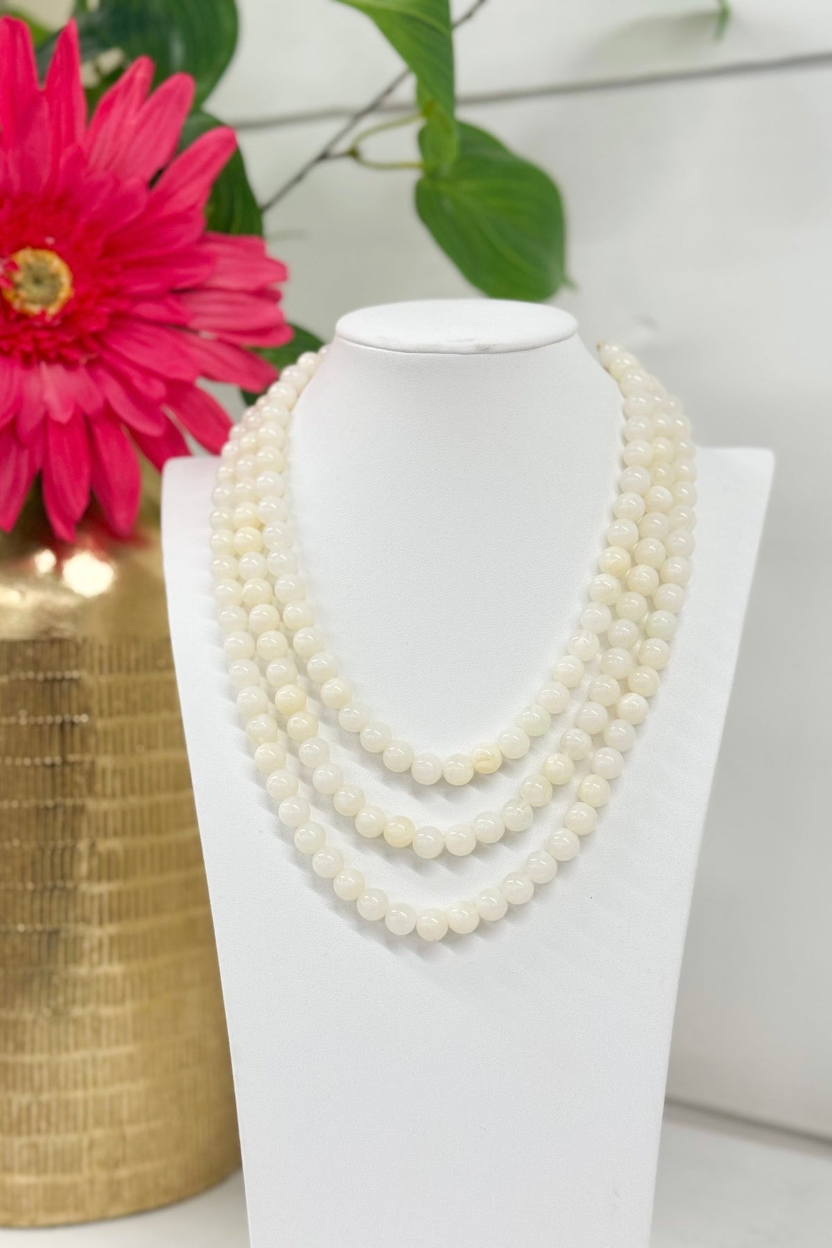 Ivory beaded layered necklace