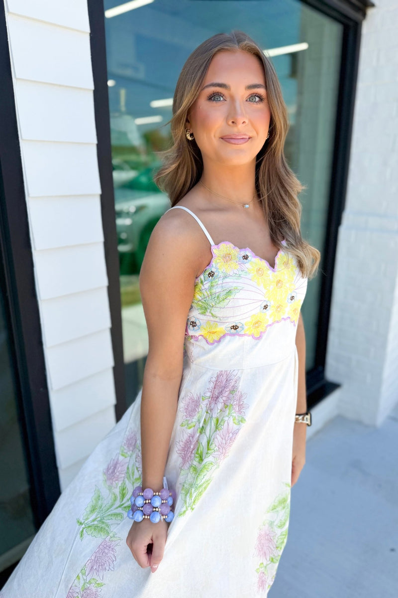 ivory embroidered dress Midi | Boutique Dress for Women Lela Pick RTW Cute Casual Summer Dresses Its designed in a Color:Black Graphic Print