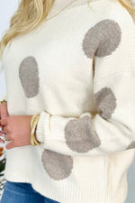 Cream and Mocha Polka Dot Sweater