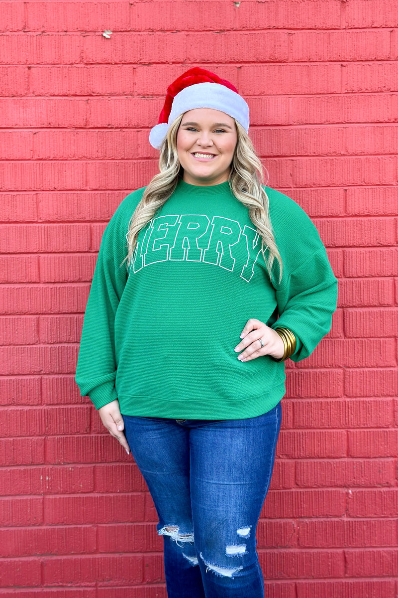 Kelly Green Merry Long Sleeve Sweatshirt