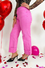 Brilliant Rose High Rise Wide Leg Crop Jean