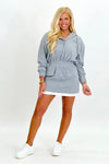 Grey Terry Knit Hooded Mini Dress