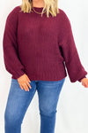 Burgundy Chunky Yarn Sweater