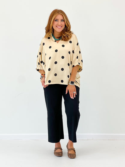 V-neck shimmer blouse with long sleeves