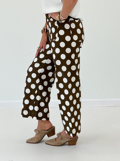Polka dot pants with a flowing wide leg