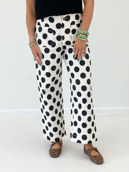 Polka dot print wide leg pants