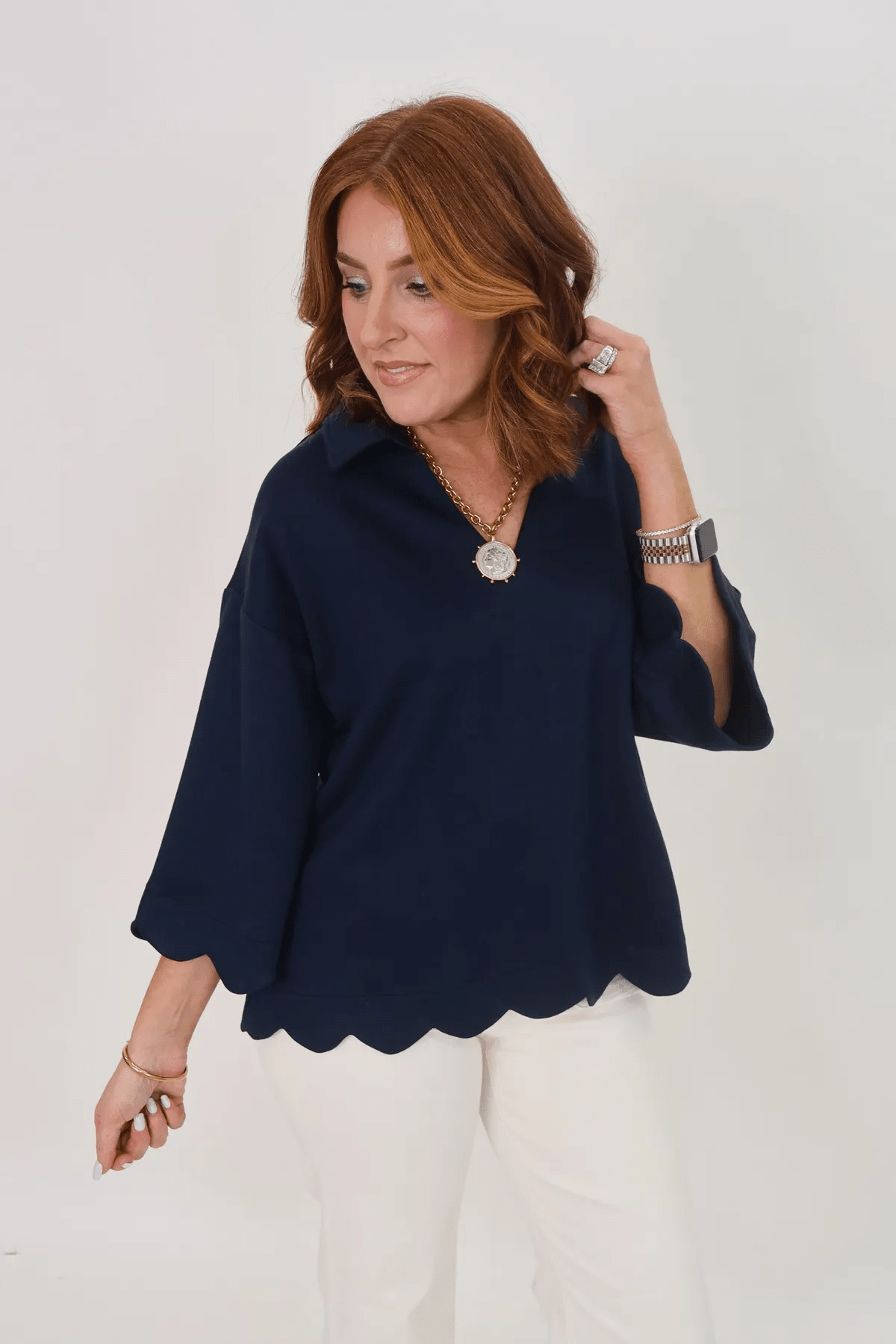 Jodifl Scuba Scallop Hem Top - Lavish Boutique01-TOPS