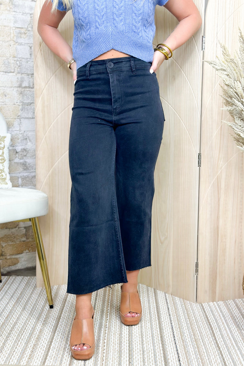 Ash Black Mineral Washed Cropped Pants