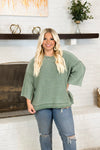 Juniper Green Half Sleeve Mineral Washed Top