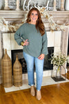 Basil Boat Neck Chunky Long Sleeve Sweater