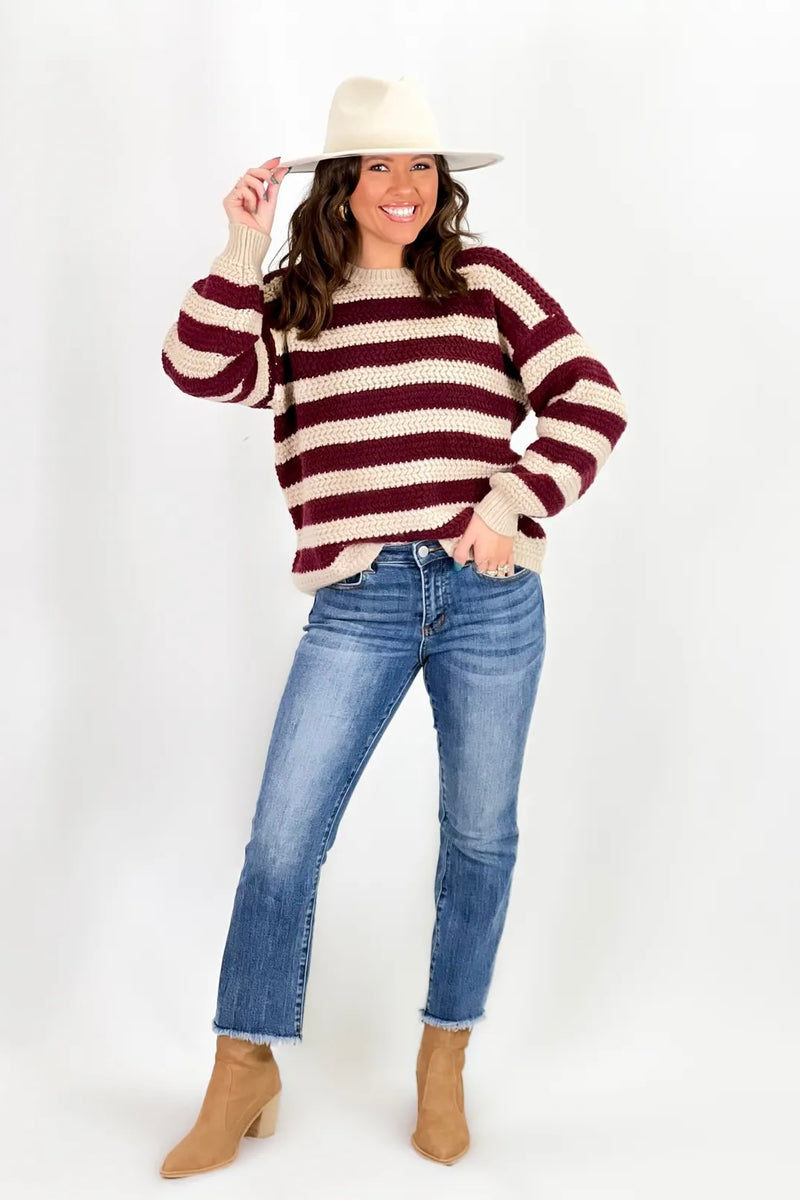 Oxblood Striped Sweater