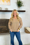 Golden V-Neck Ribbed Top