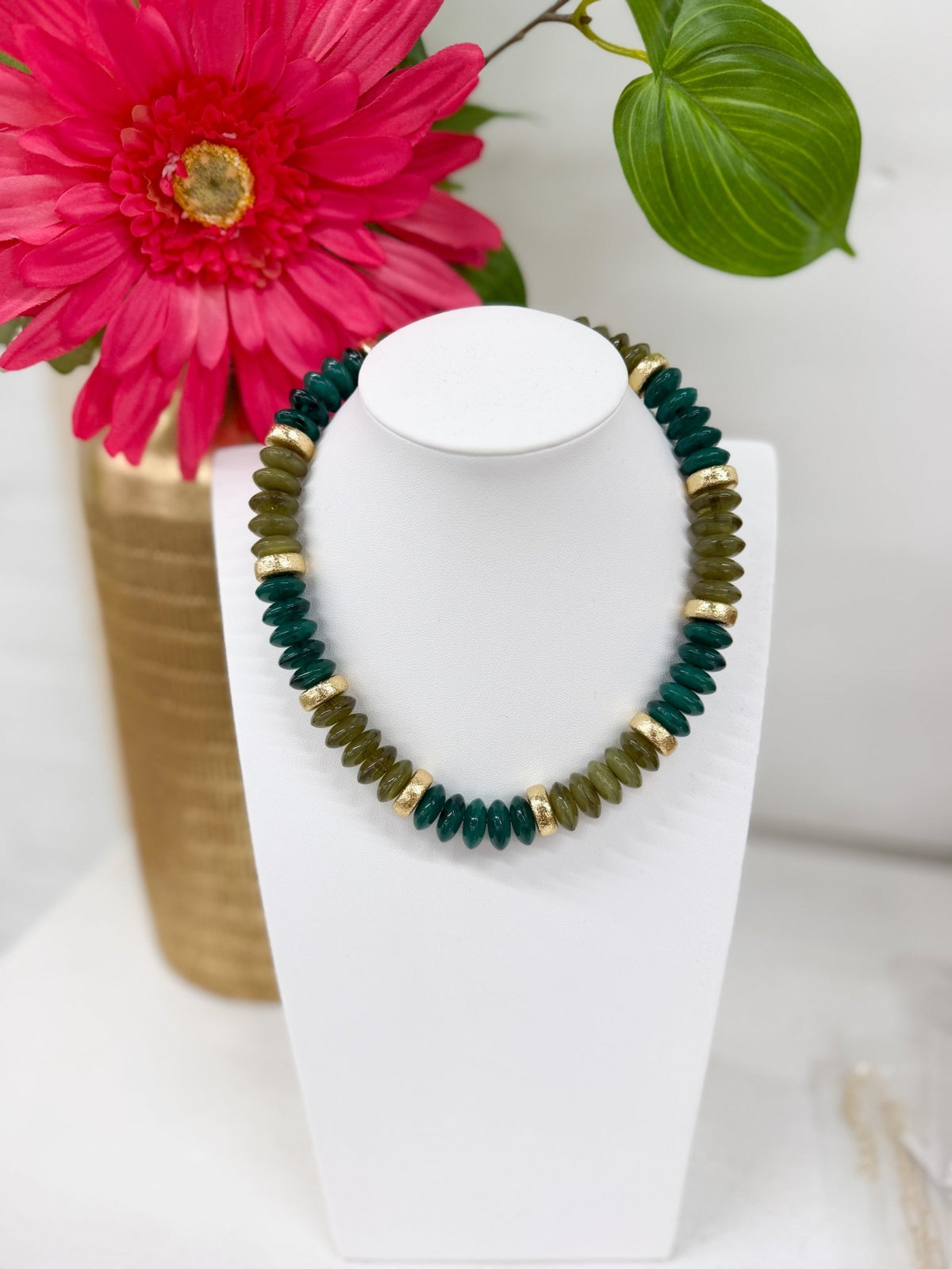 Green multi-bead necklace