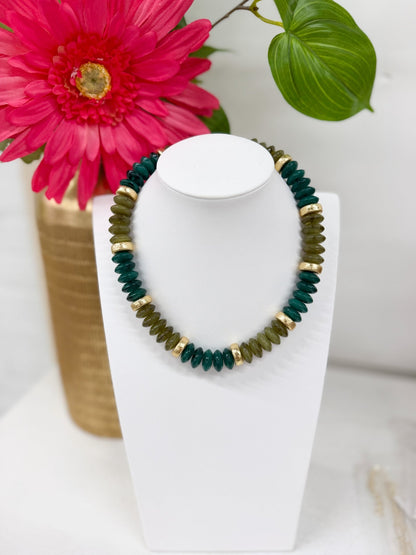 Green multi-bead necklace