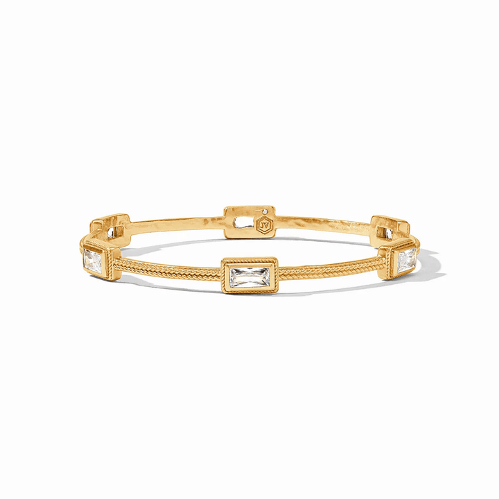 Julie Vos Baguette Bangle Gold Cubic Zirconia Small - Lavish Boutique09-JEWELRY