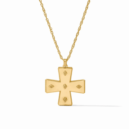 Gold chain necklace with a detailed medallion