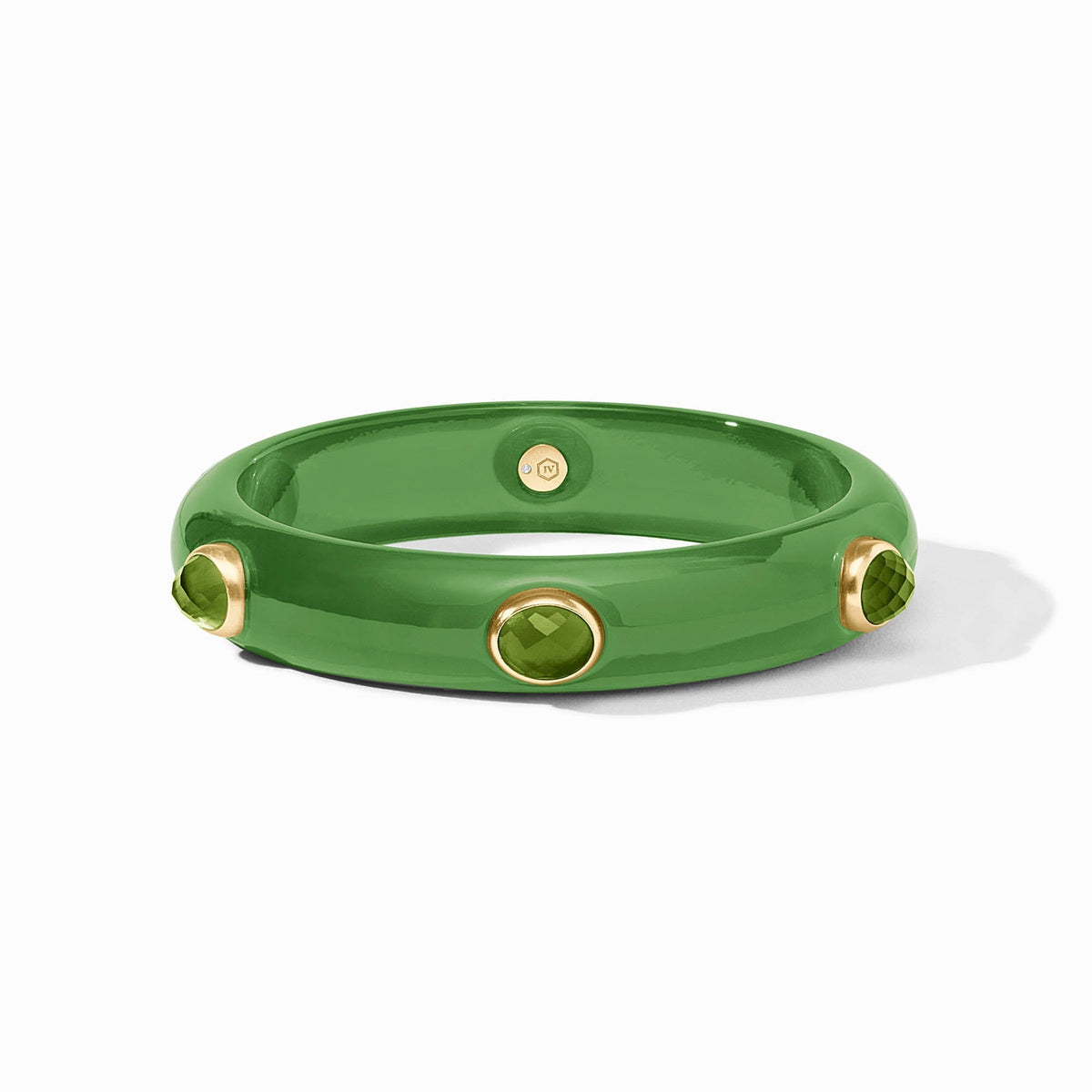 Palmetto green stone bangle in a gold-tone setting