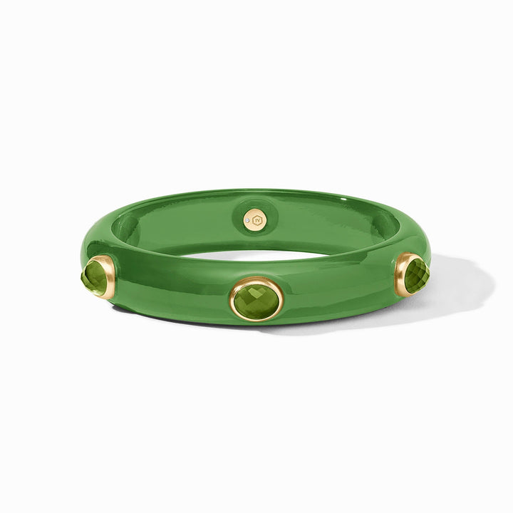 Palmetto green stone bangle in a gold-tone setting