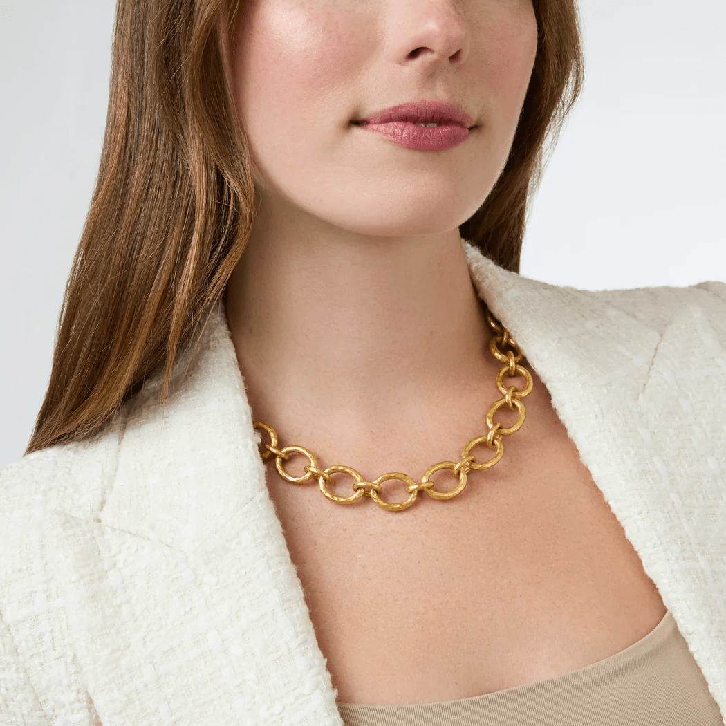 Pearl and gold link chain necklace