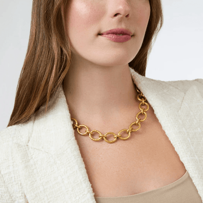 Pearl and gold link chain necklace