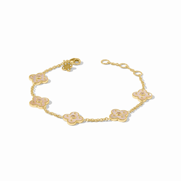 Delicate gold bracelet with champagne stones