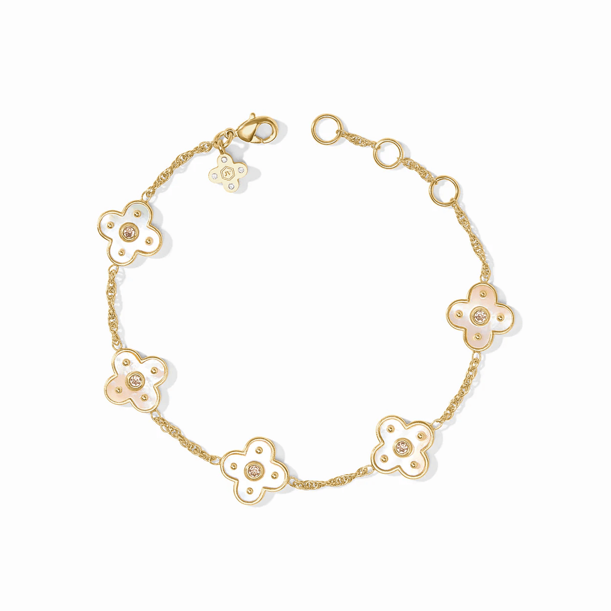 Slim gold bracelet set with pale champagne crystals