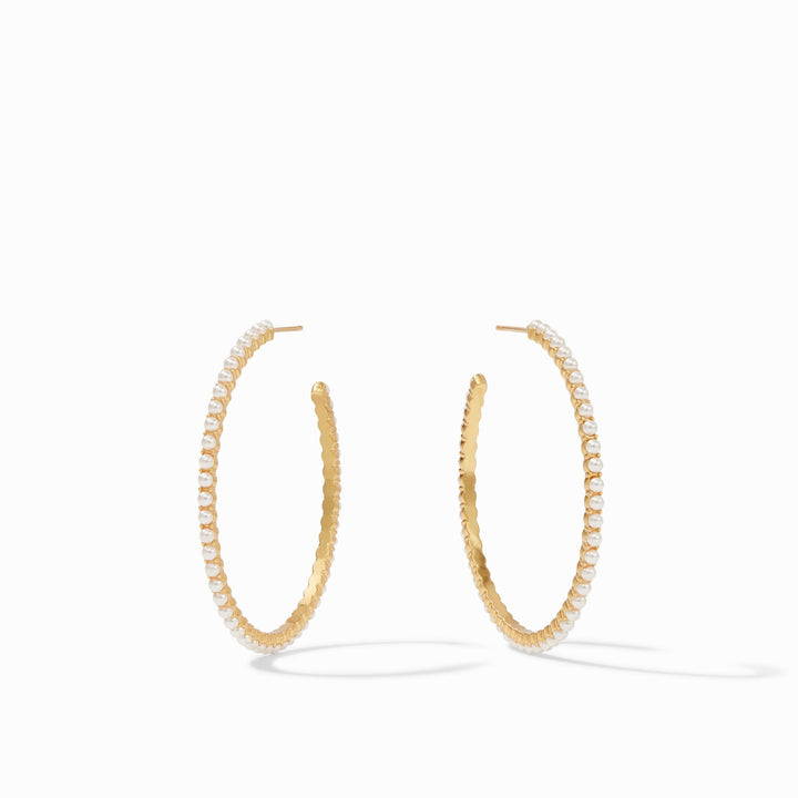 Gold Juliet hoop earrings set with pearls