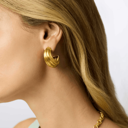 Gold statement hoops with a textured band