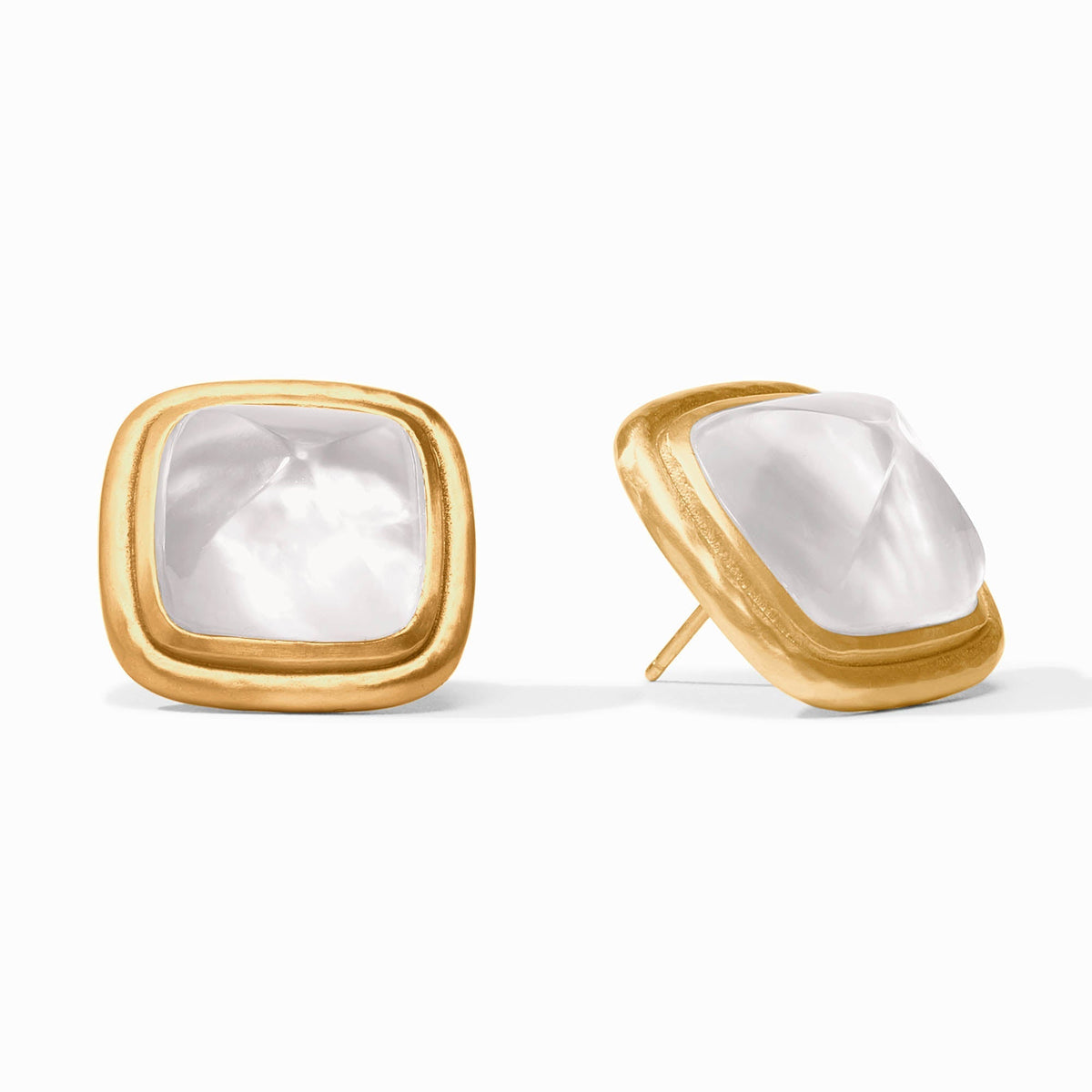 Gold stud earrings with faceted Sahara stones