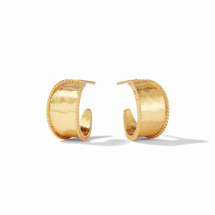 Extra small gold hoop earrings with a textured band