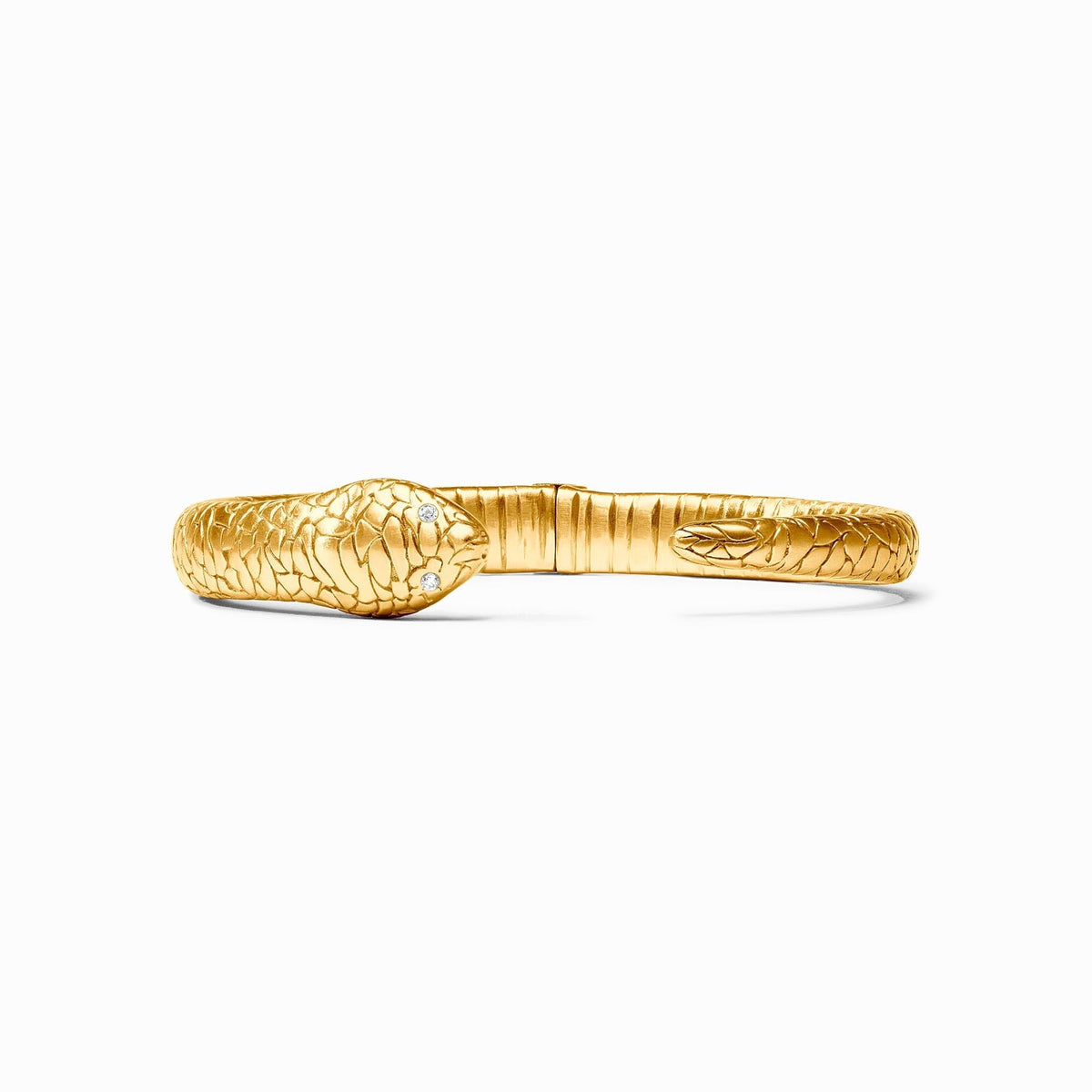 Gold snake cuff bracelet accented with cubic zirconia