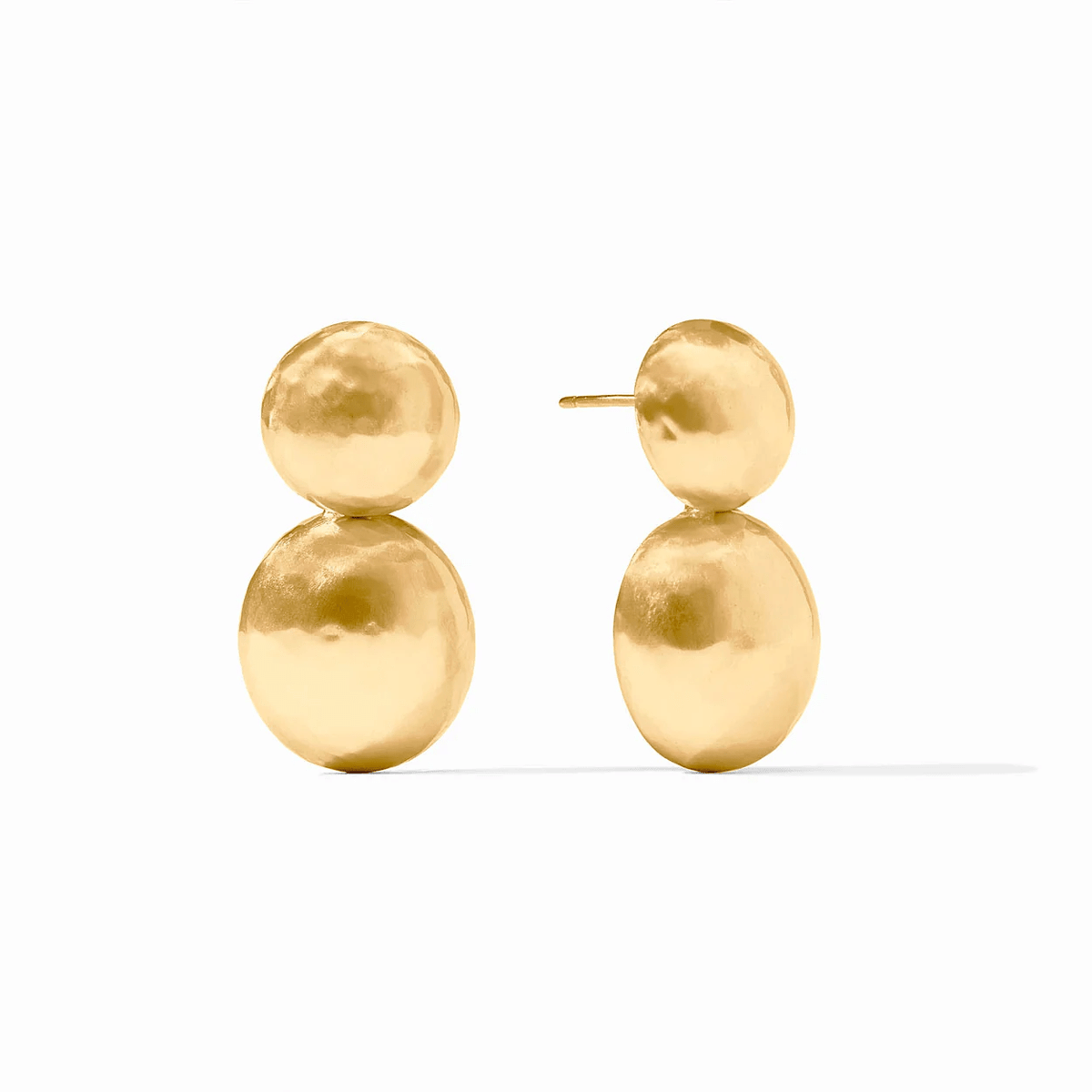 Gold statement earrings with a textured finish