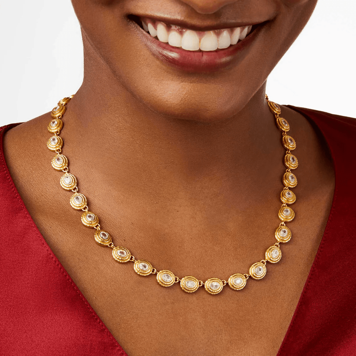 Single-row crystal tennis necklace