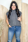 Dark Grey Cable Knit Braid Sweater