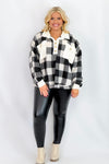 Black Plaid Long Sleeve Collared Top